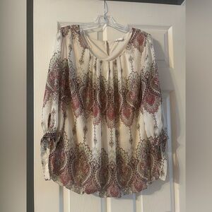 Westport Cream and Red Paisley Blouse